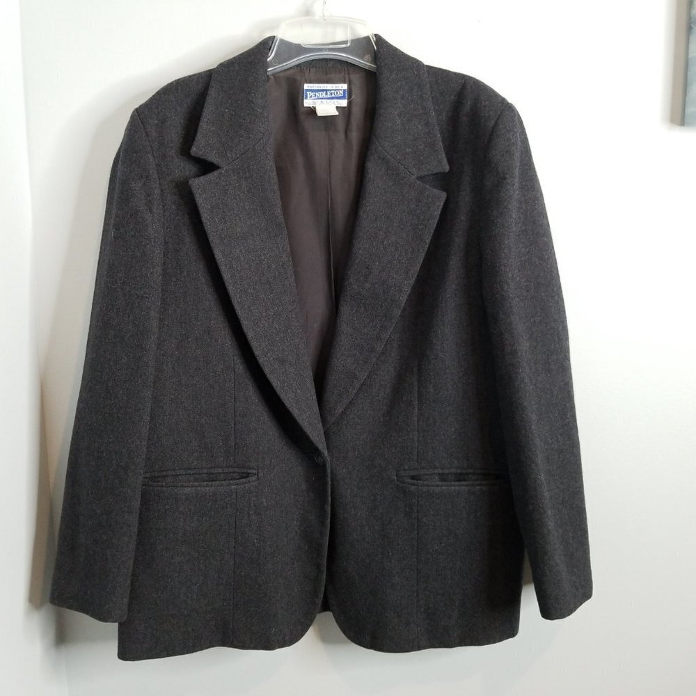 Pendleton Gray Wool One Button Suit Jacket Blazer - image 1